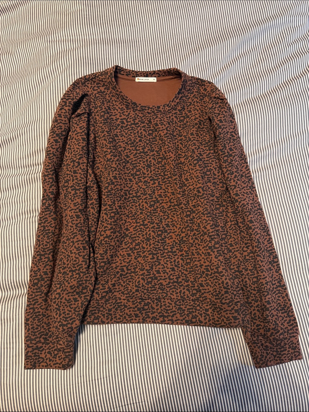 Marine Layer Brown and Black Leopard-Print Long-Sleeve Sweatshirt